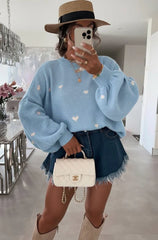 Heart Print Knitted Jumper