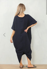 Cap Sleeve Oversized Dress Navy