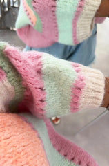 Colour Block Wool Knit Pink/Orange