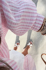 Pink And White Stripe Oversized Cotton Shirt