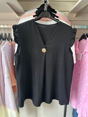 Frill Sleeve Top Black