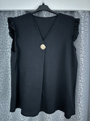 Frill Sleeve Top Black