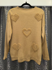 Knit Jumper with Embossed Hearts