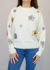 Sequin flowers Soft Knit Jumper
