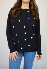 Coloured Spot Soft Knit in Black