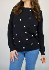 Coloured Spot Soft Knit in Black