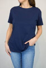 Oversized Plain Cotton Tee Navy