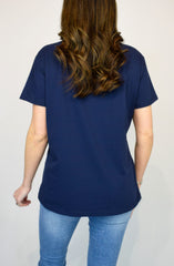 Oversized Plain Cotton Tee Navy