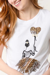 Embellished Leopard girl Tee