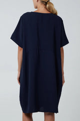 Relaxed Fit Pocket Dress in Navy