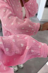 Hearts Print Oversized Cotton Shirt in Pink