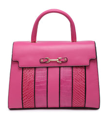 Mock Croc Top Handle Bag