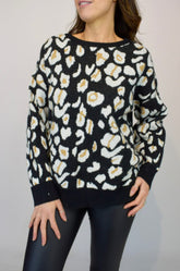 Abstract Animal Print Jumper In Black