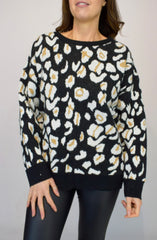 Abstract Animal Print Jumper In Black