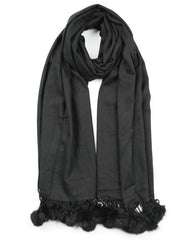 Cashmere Scarf with Pom Poms