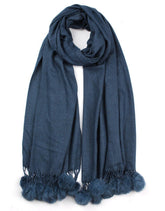 Cashmere Scarf with Pom Poms