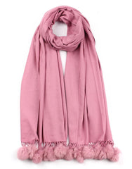 Cashmere Scarf with Pom Poms