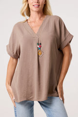 V-Neck Top Mocha