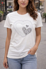 Diamanté Heart Tee White