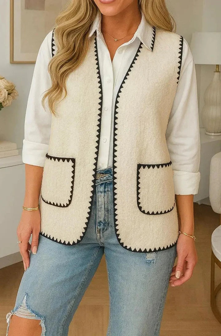 Open Front Waistcoat Cream