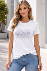 Diamanté Love Tee Pink