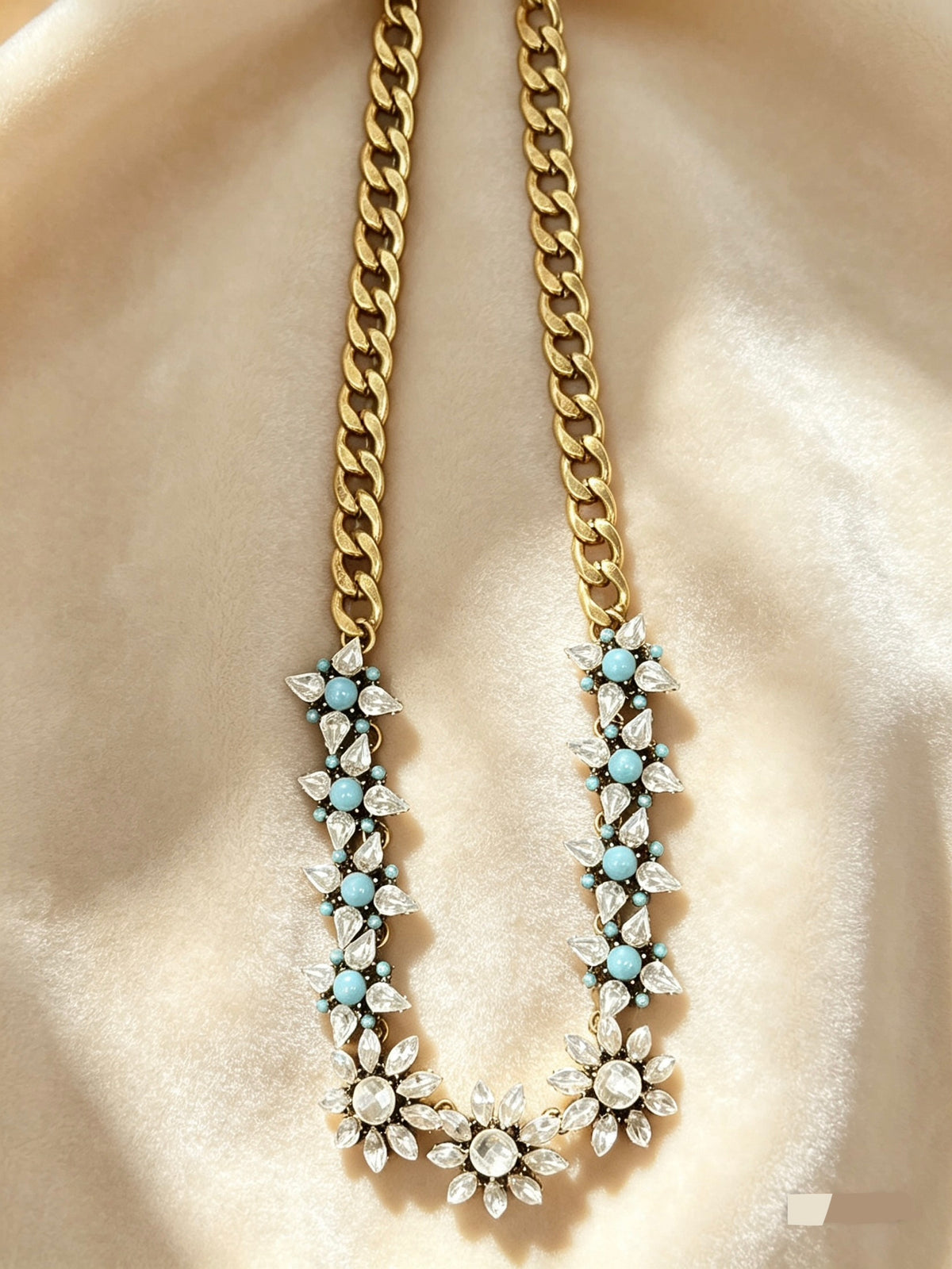 Vintage Style Diamanté Necklace Turquoise