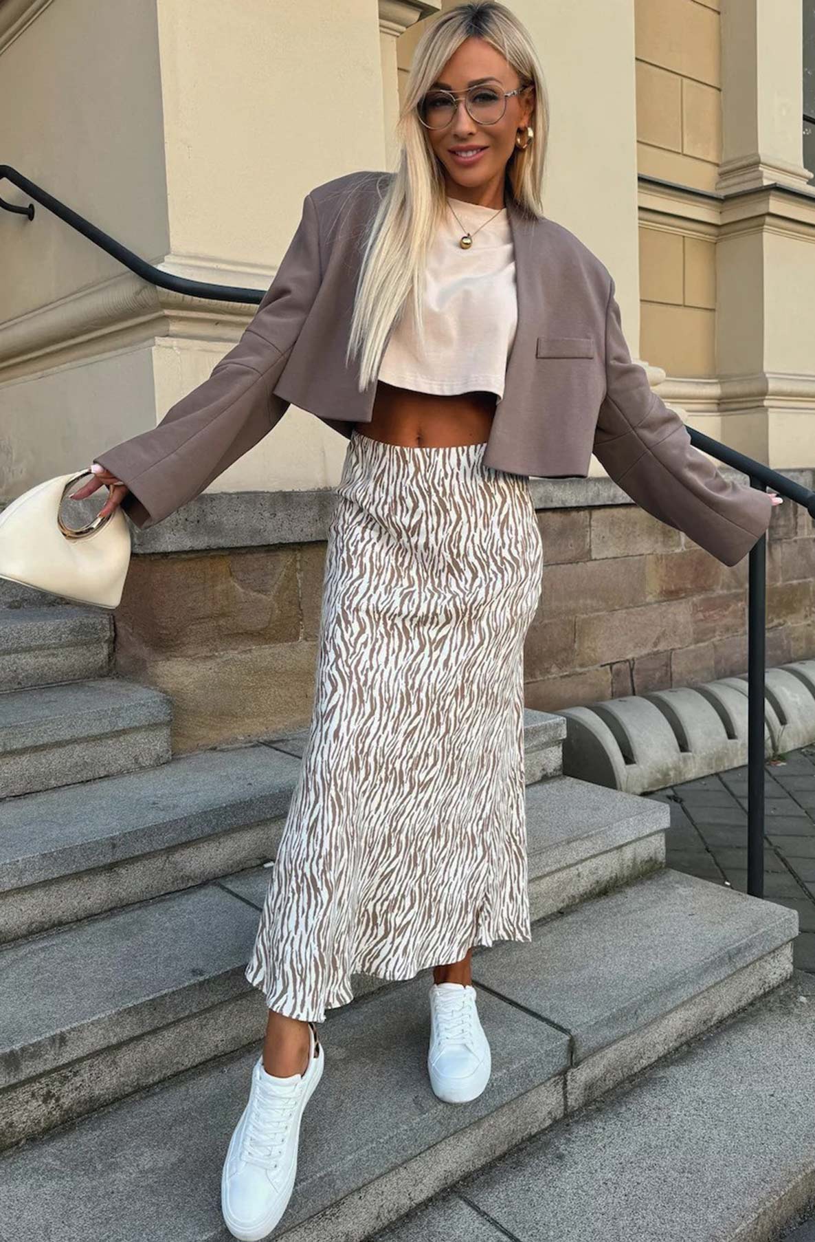 Satin Zebra Print Midaxi Skirt