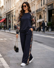 Floral Detail 2 Piece Tracksuit Navy