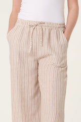 Striped Trousers Dark Beige