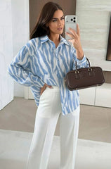 Blue And White Zebra Oversized Shirt