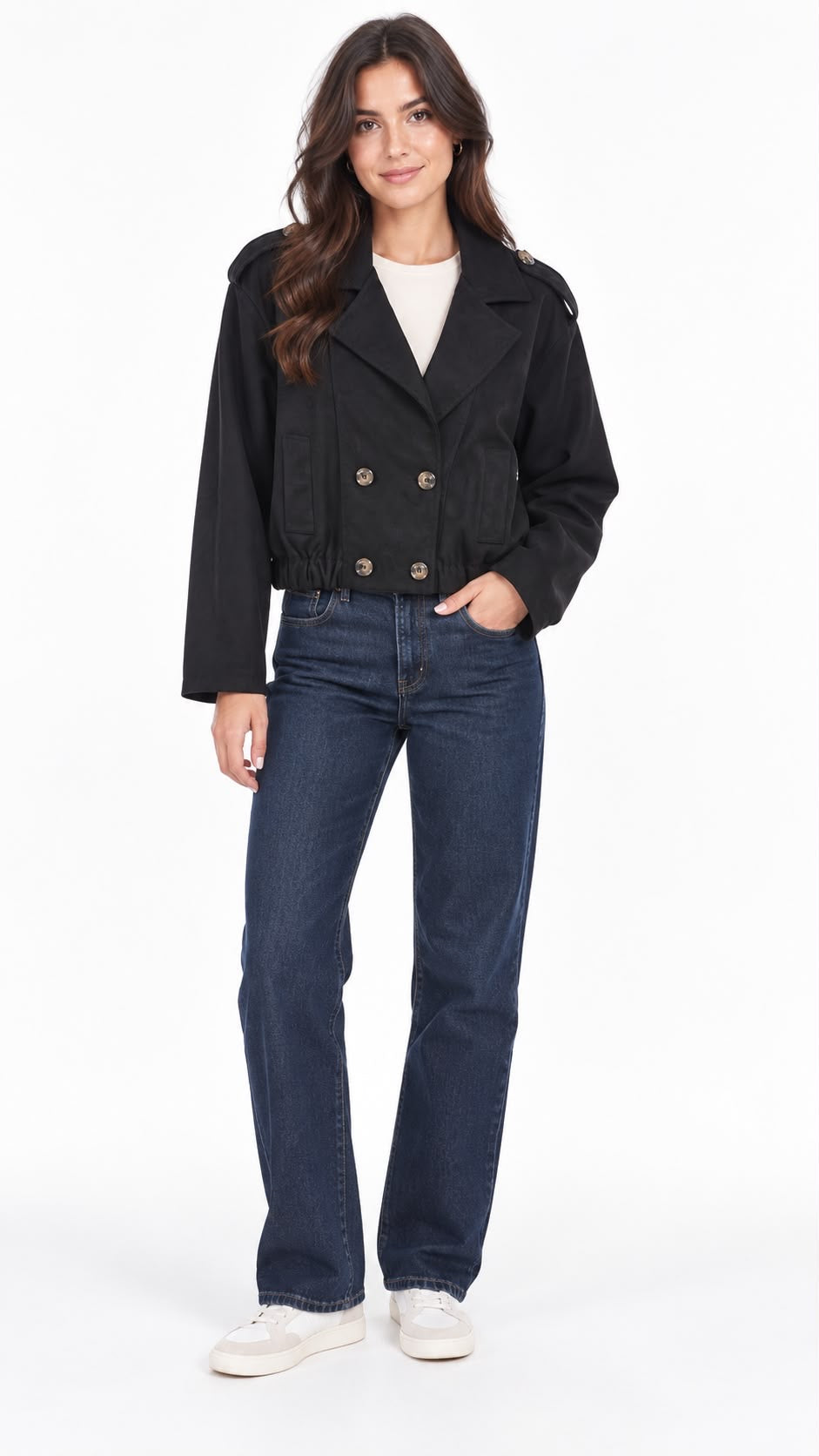 Double Breasted Suede Jacket Black