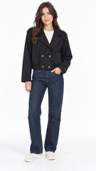 Double Breasted Suede Jacket Black