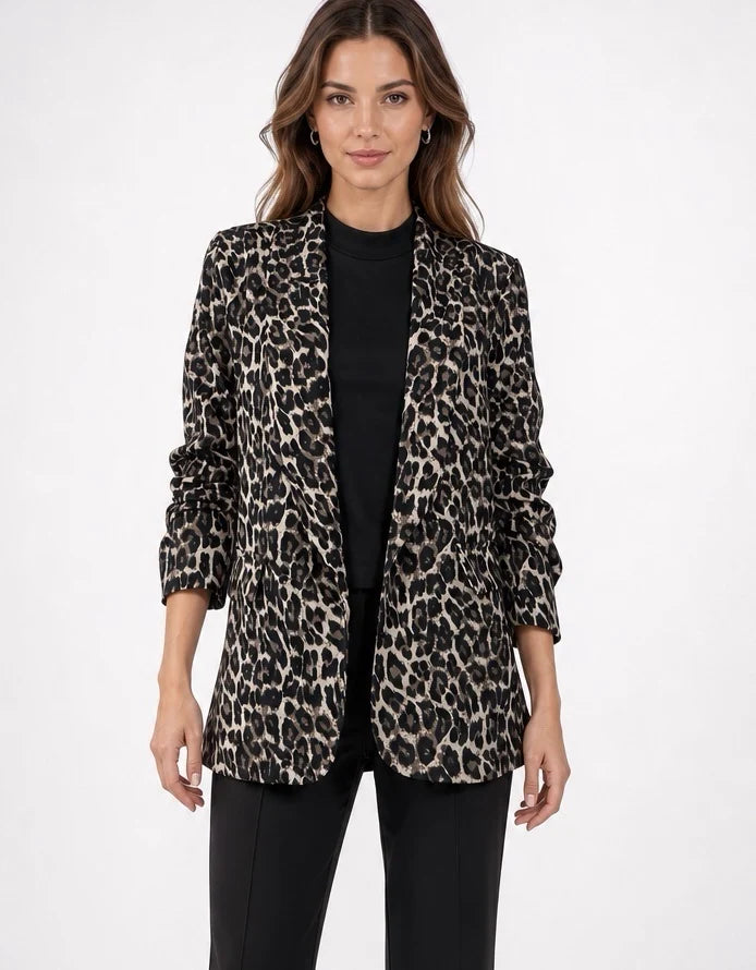 Animal Print Lapel Blazer