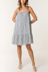 Lemons Striped Cami Dress Navy