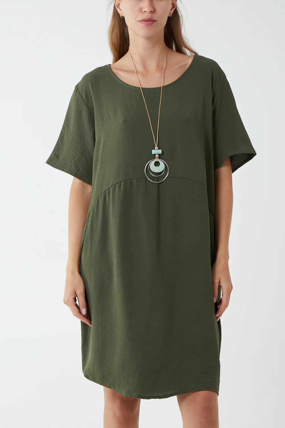 Relaxed Fit Pocket Dress in Khaki