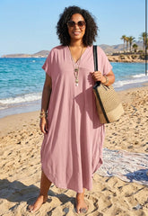 Cap Sleeve Oversized Dress Pink