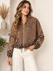 Cheetah Suede Jacket Brown