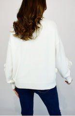 Embellished Flower Knit Ivory