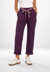 Paperbag Waist Trousers with Patterned Belt Grape