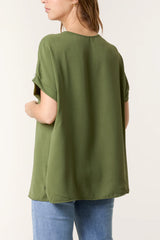 V-Neck Top Khaki