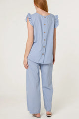 Cotton Blend Gingham Co-ord Pale Blue