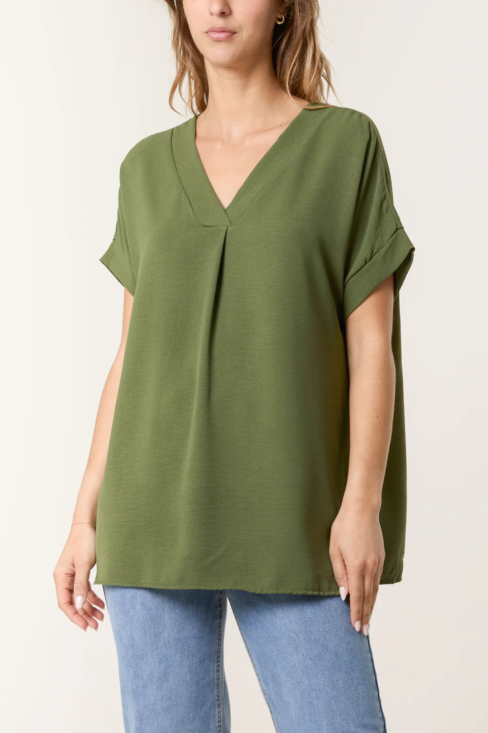V-Neck Top Khaki