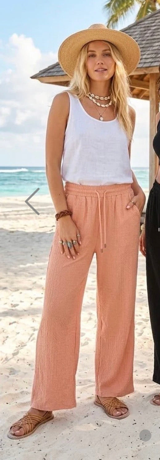 Textured Trousers Pink