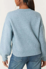 Swan Embroidered Soft Touch Jumper Blue