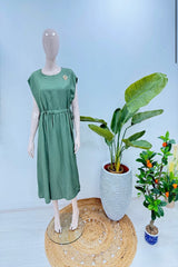 Gathered Waist Dress Green