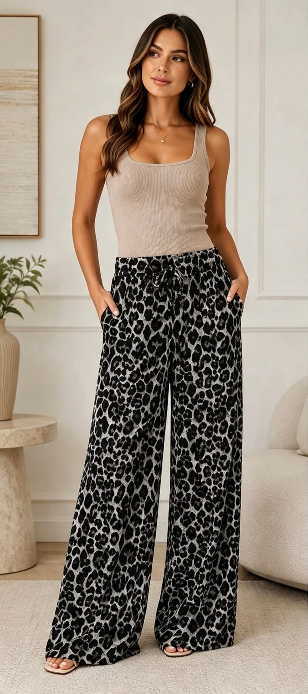 Leopard Trousers Grey