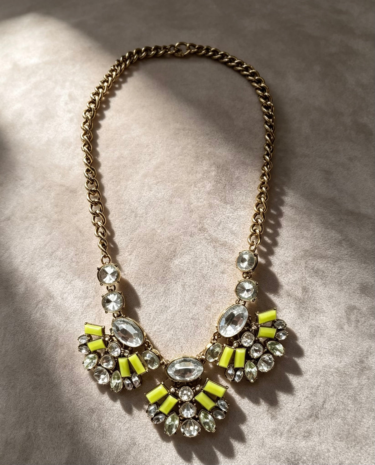 Vintage Style Diamanté Necklace Yellow