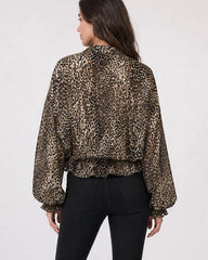 Leopard Print sheer Zip-Up Jacket