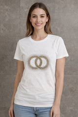 Diamanté Rings Tee White