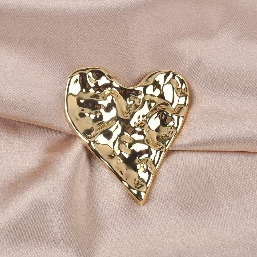 Gold Large Heart Brooch